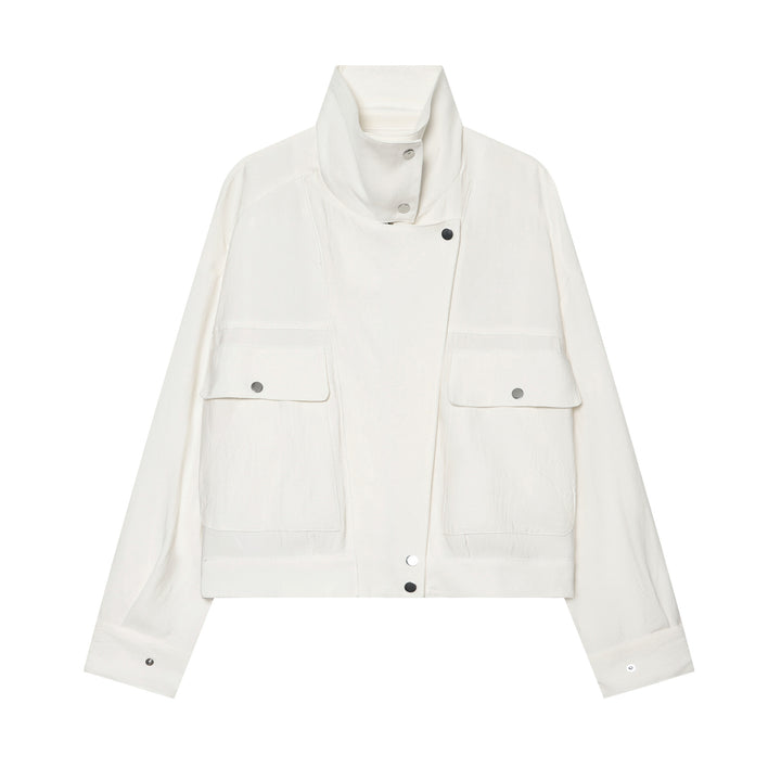 Damen Leichte wattierte Windjacke mit Stehkragen und Polka‑Dot‑Print Drune