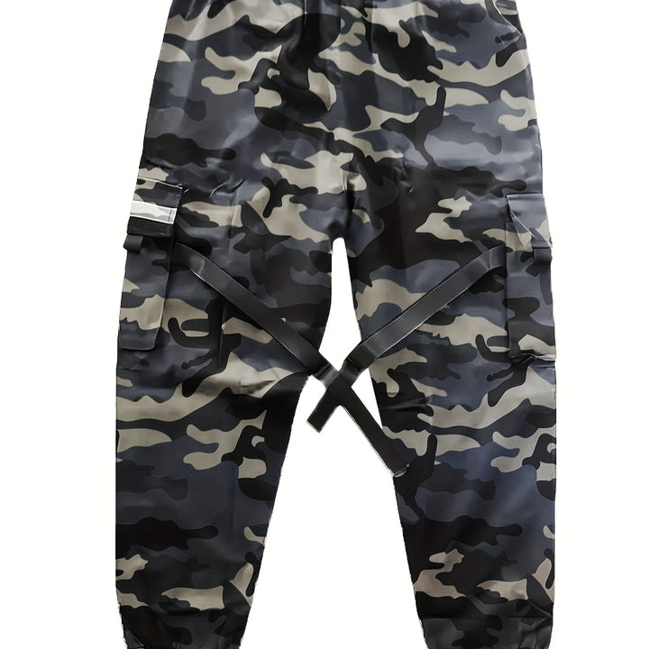 Herren Utility‑Cargo‑Jogginghose mit elastischem Bund, verstellbaren Beinriemen & Multifachtaschen Drune