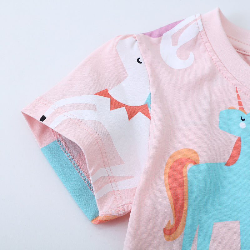 Mädchen T-Shirt mit buntem Einhorn-Design Drune
