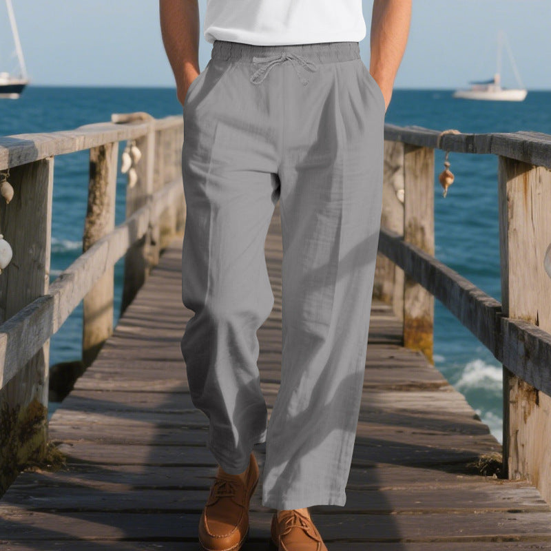 Herren luftige Freizeithose mit elastischem Bund und seitlichen Taschen Drune