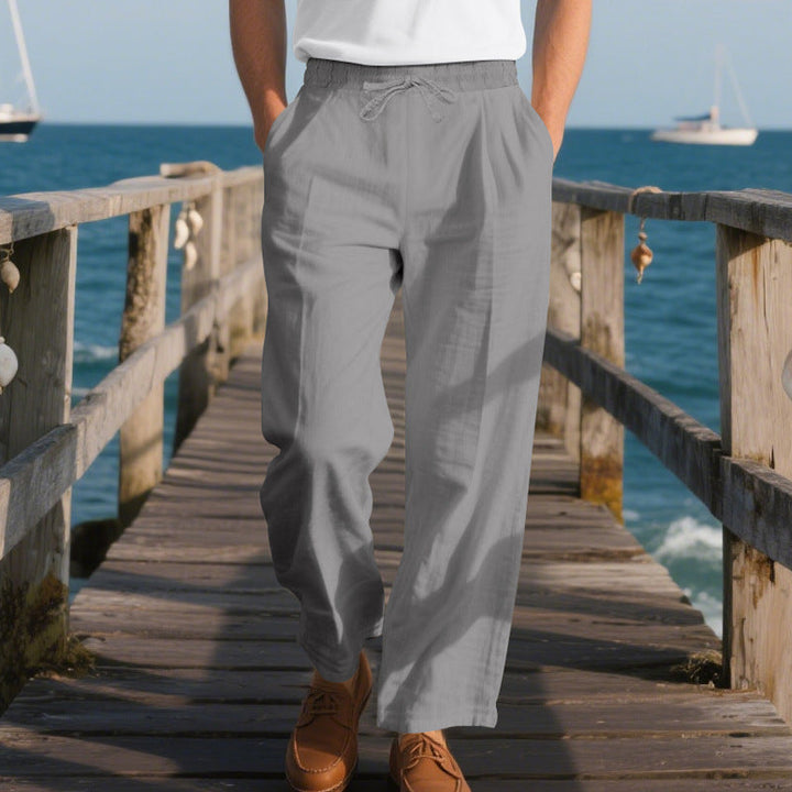 Herren luftige Freizeithose mit elastischem Bund und seitlichen Taschen Drune