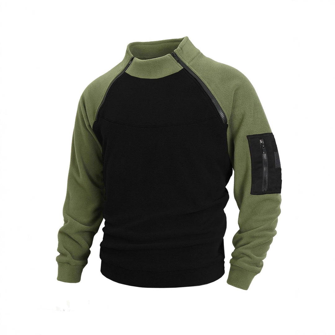 Herren technischer Fleece-Halbzip-Pullover mit asymmetrischen Schulterreißverschlüssen und Reißverschluss-Ärmeltasche Drune