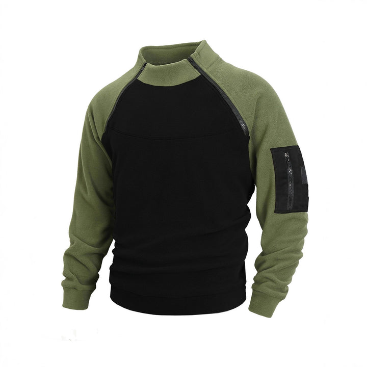 Herren technischer Fleece-Halbzip-Pullover mit asymmetrischen Schulterreißverschlüssen und Reißverschluss-Ärmeltasche Drune