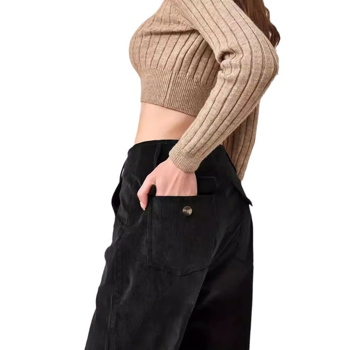 Damenweite Cordhose mit eleganter Bundfalten-Optik Drune