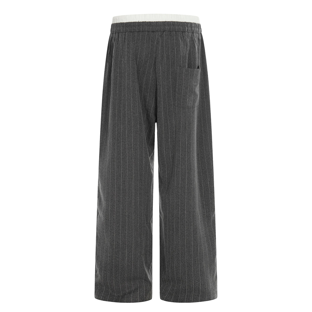 Damen Weite Pinstripe-Culotte-Hose mit elastischem Bund und Kordelzug Drune