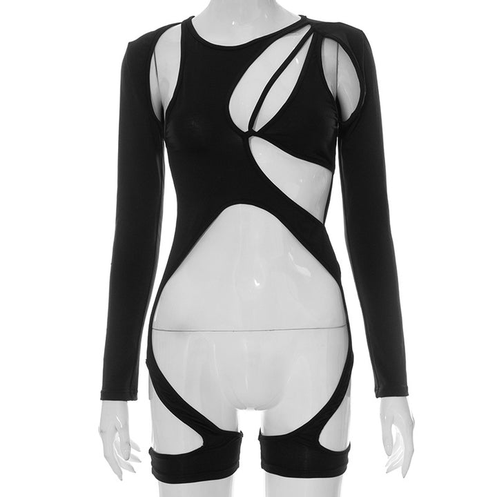 Damen Cut-Out Bodysuit mit langen Ärmeln und sportlichem Design Drune