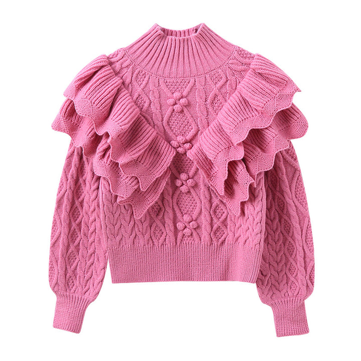 Damen Strickpullover mit voluminösen Rüschendetails Drune