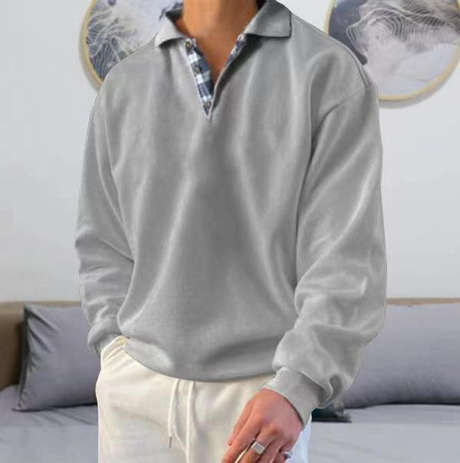 Herren nan lässiger Pullover mit Polokragen und verdeckter Karo-Innenseele aus Baumwollmischung Drune