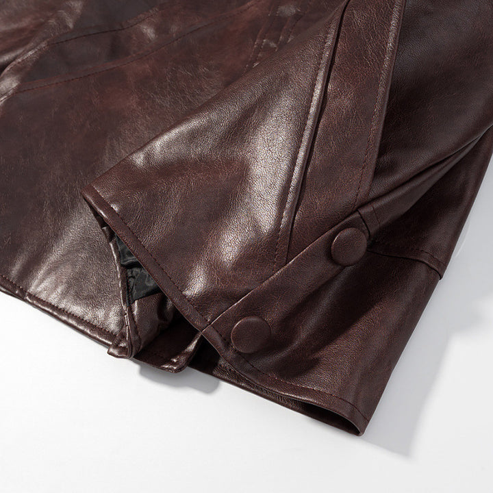 Damen Kurzjacke aus Kunstleder im Boxy‑Cut mit dekorativen Nahtdetails Drune