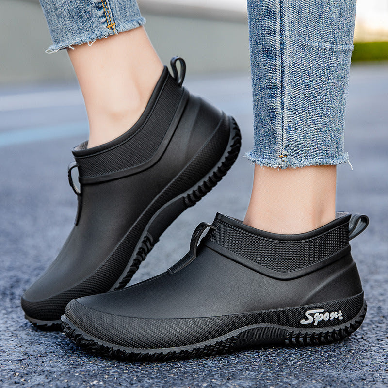 Damen Wasserdichte Ankle-Gummischuhe mit elastischem Schaft und griffiger Laufsohle Drune