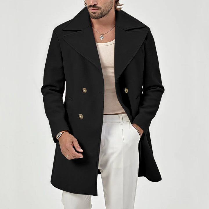 Herren eleganter Wollmantel mit doppelter Knopfleiste und modernem Schnitt Drune