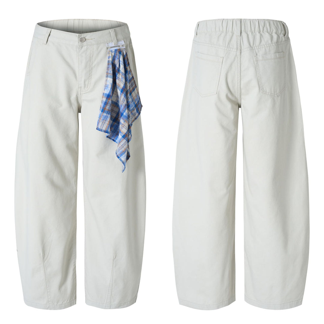 Herren Extraweite Baumwoll‑Twill‑Palazzohose mit markanten Saumnähten und skulpturaler Form Drune