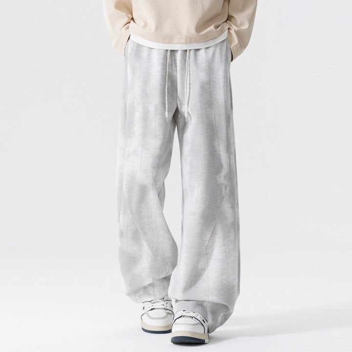 Herren Extraweite Relax-Freizeithose aus French-Terry mit Tunnelzug, Bügelfalten & Oversize-Bein Drune