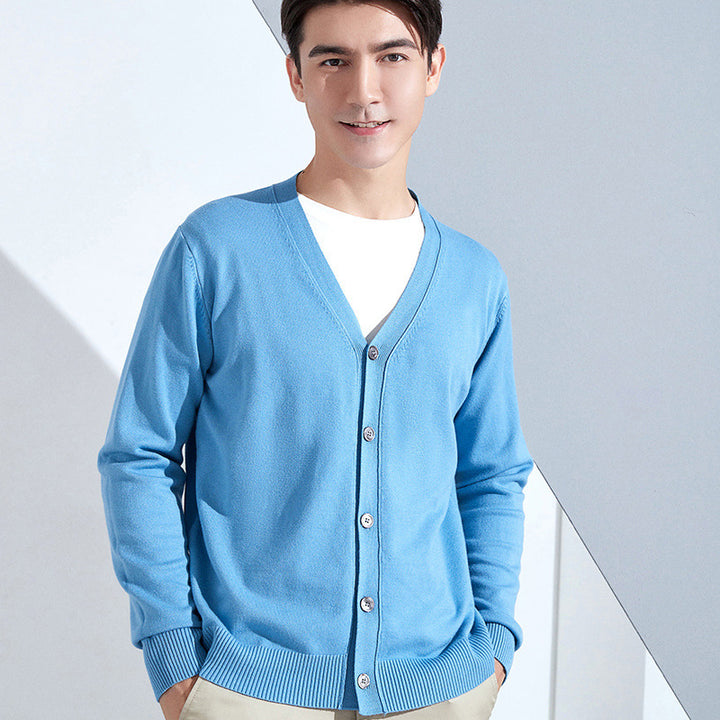Herren Leichter Feinstrick-Cardigan mit V‑Ausschnitt und Business‑Silhouette Drune