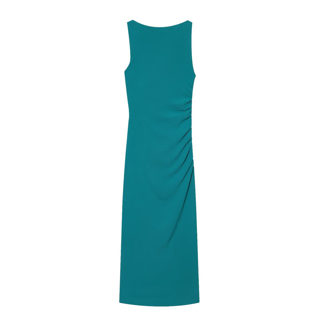 Damen Maxikleid mit elegantem Faltenwurf und asymmetrischem Saum Drune