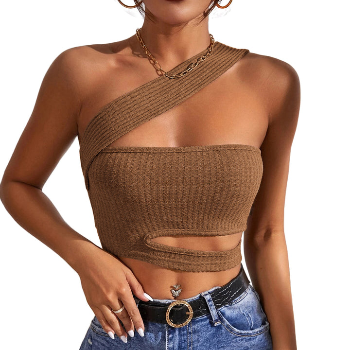 Damen asymmetrisches Crop-Top mit innovativem Cut-Out Drune