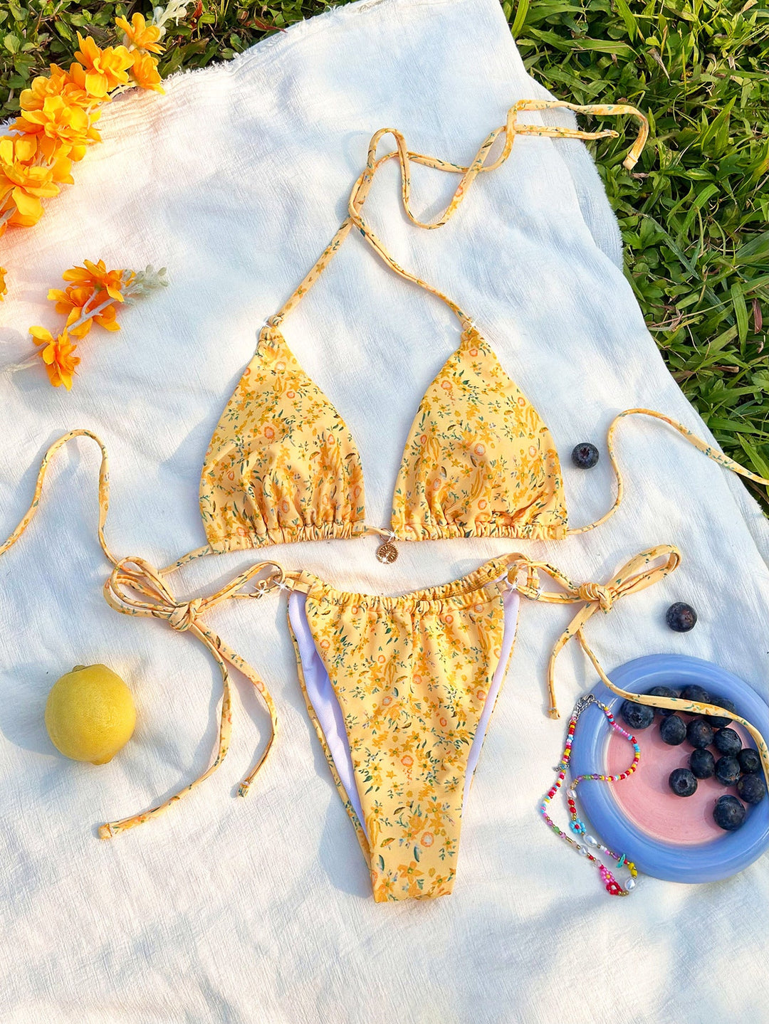 Damen Triangel-Bikini mit verspielten Bindebändern Drune