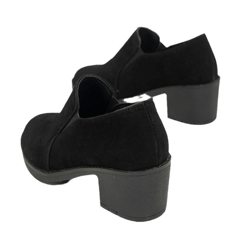 Damen Slip-On Halbschuh mit mittelhohem Blockabsatz und Veloursoberfläche Drune