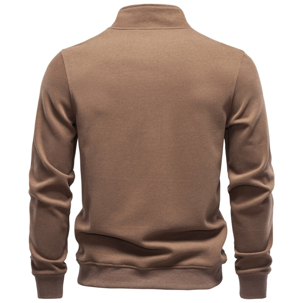 Herren Troyer-Pullover mit kurzem Reißverschluss und Stehkragen Drune