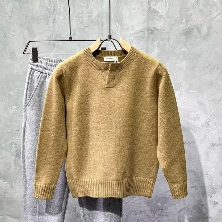 Damen Gemütlicher Strickpullover mit Kragen Drune
