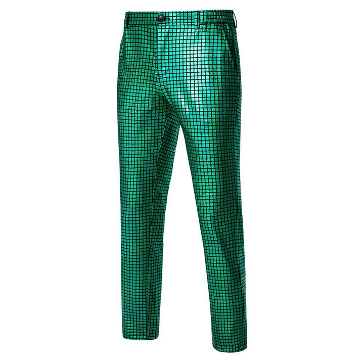 Herren nan Slim-Fit Anzughose mit glänzender Paillettenoptik und feinem Karomuster Drune