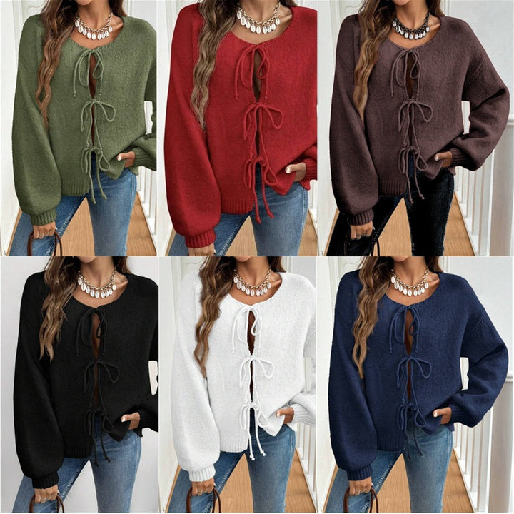 Damen Pullover mit Kordelzug und überschnittenen Ärmeln Drune