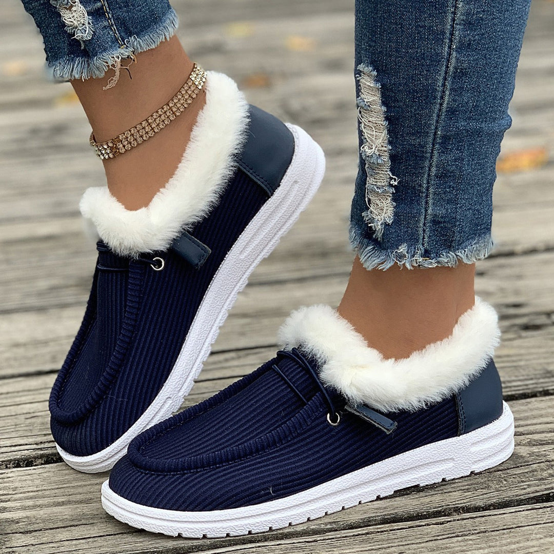 Damen Flauschige Slip-On Hausschuhe mit weichem Innenfutter Drune