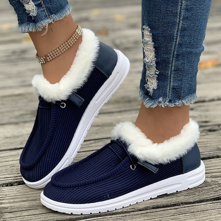 Damen Flauschige Slip-On Hausschuhe mit weichem Innenfutter Drune