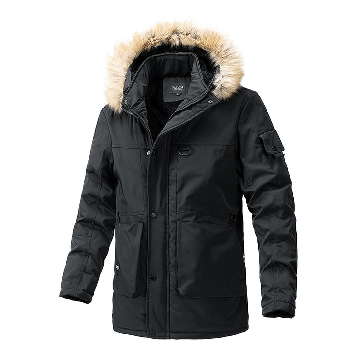 Herren Canvas-Parka mit Sherpa-Innenseite, verlängerter Schnitt und Utility-Ärmeltasche Drune