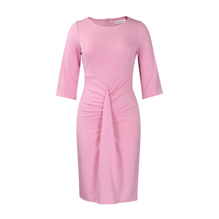 Damen Elegantes und figurbetontes Kleid mit modischen Raffungen Drune