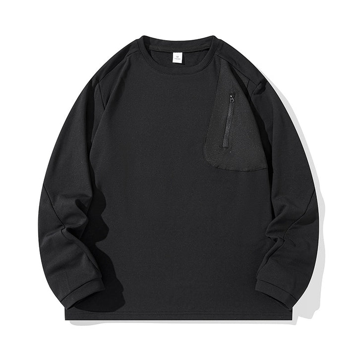 Unisex Oversize Langarm‑Sweatshirt mit Brustreißverschlusstasche und Rundhalsausschnitt Drune