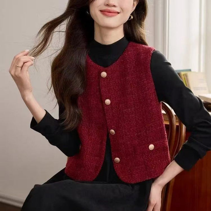 Damen Strickweste mit Knopfdetails Drune