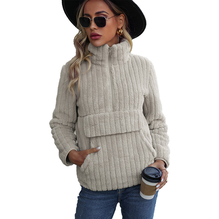 Damen Fleece Pullover mit hohem Kragen Drune