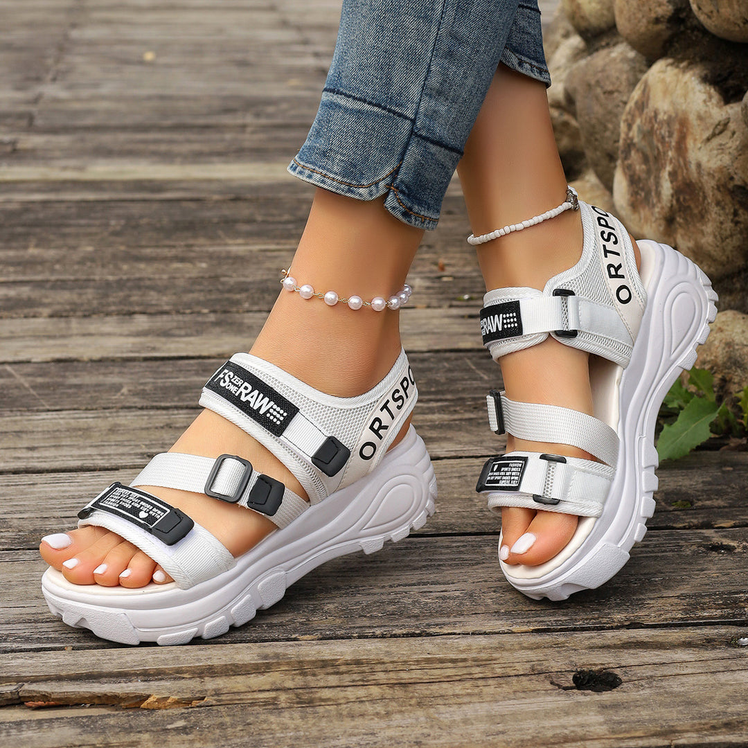 Damen Wedge-Sandalen mit verstellbaren Riemen und rutschfester Sohle Drune