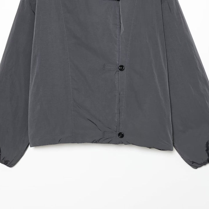 Damen Leichte Cropped Nylonjacke mit hohem Funnelkragen, Oversize-Schnitt und elastischen Bündchen Drune