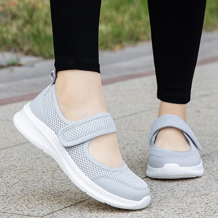 Damen nan Klett-Riemen-Sneaker im Ballerina-Stil mit atmungsaktivem Meshoberteil und flexibler Leichtsohle Drune