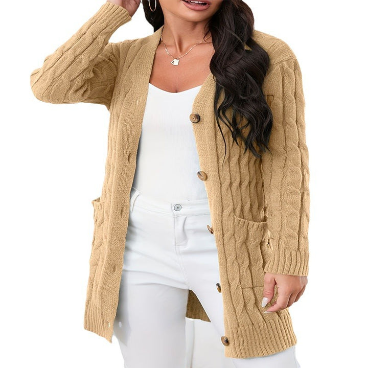 Damen Langstrickcardigan mit Zopfmuster und praktischen Taschen Drune
