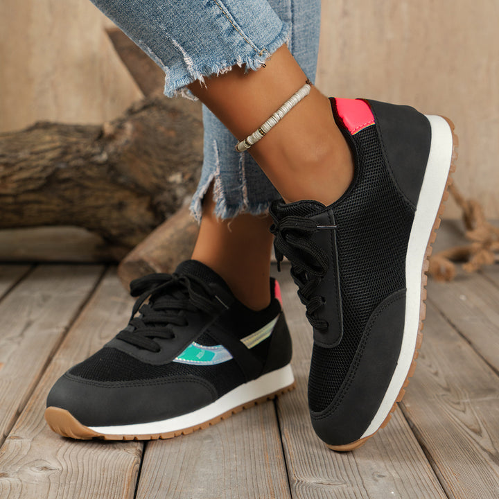 Damen  leichte Retro-Lauf-Sneaker mit verstärkter Zehenkappe, atmungsaktivem Mesh-Obermaterial und profilierter Gummilaufsohle Drune