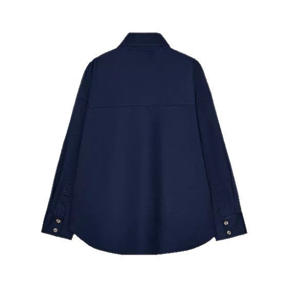 Damen Oversize-Hemdbluse mit asymmetrischem Stehkragen und verlängerter Rückenpartie Drune