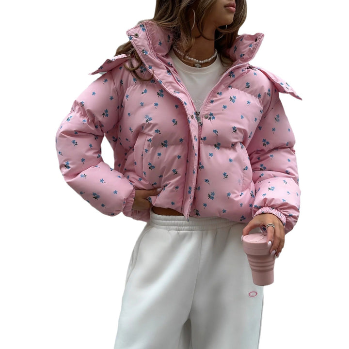 Damen Winterjacke mit floralen Mustern und voluminösen Ärmeln Drune