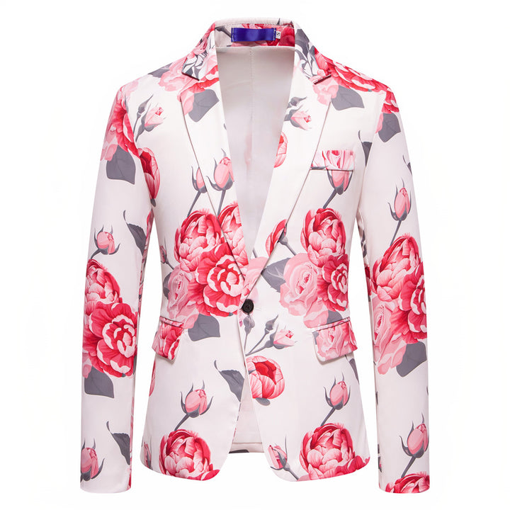 Herren Slim-Fit Sakko mit ganzflächigem Blumenprint und schmalem Revers Drune
