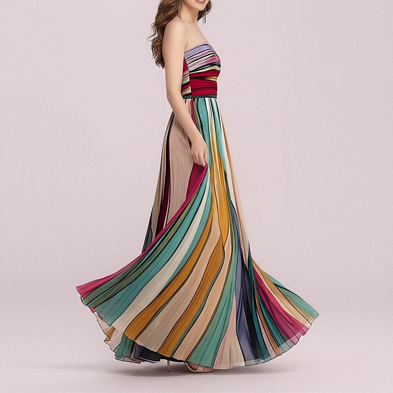 Damen Maxikleid mit fließendem Schnitt und raffinierten Farbverläufen Drune