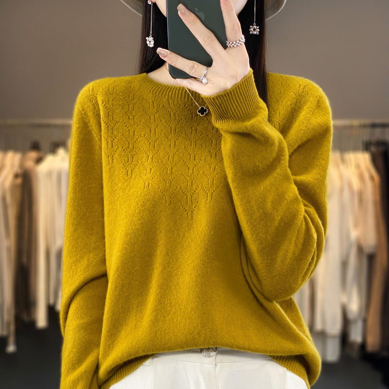 Damen Kuscheliger Midweight Rundhals-Pullover aus Angora-Blend mit feinem Flor und schmalem Bündchen Drune