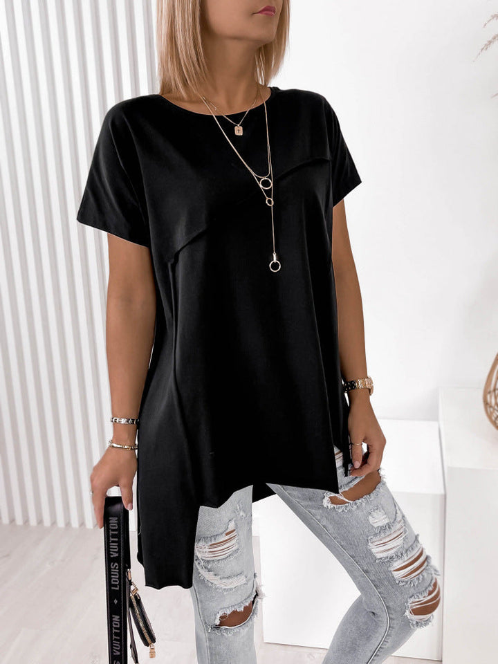 Damen asymmetrisches Oberteil mit eleganter Drapierung Drune