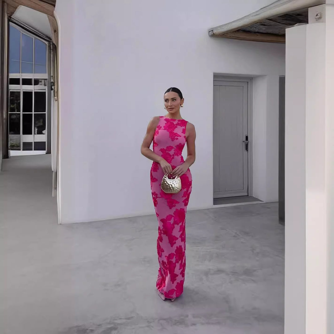 Damen Elegantes Hochzeitskleid mit floralen Applikationen Drune