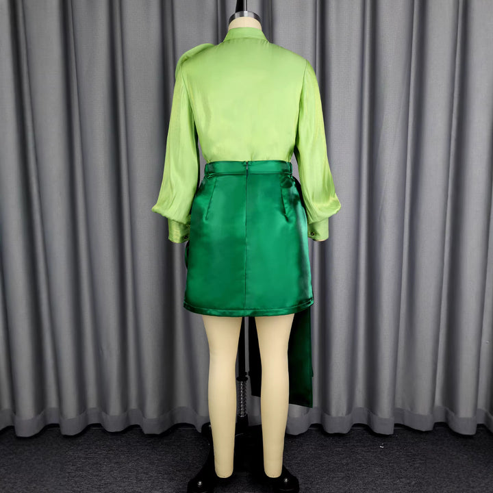 Damen Satinrock mit floralem Rüschen-Design und taillierter Schleife Drune