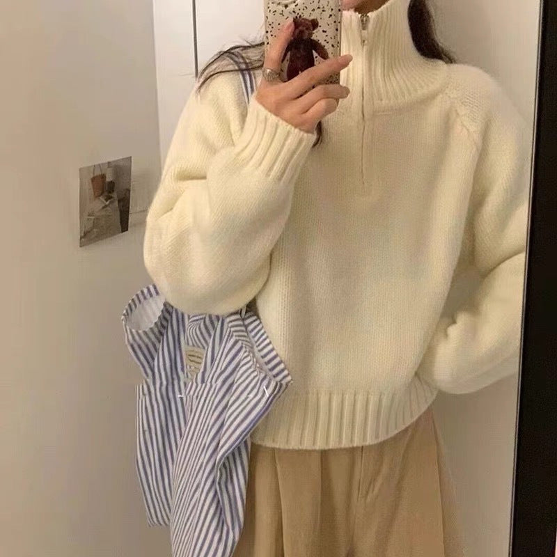 Damen Strickpullover mit hochgeschlossenem Reißverschluss Drune