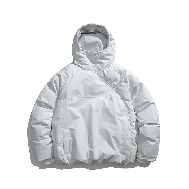 Unisex Wattierte Oversize Steppjacke mit asymmetrischem Reißverschluss Drune
