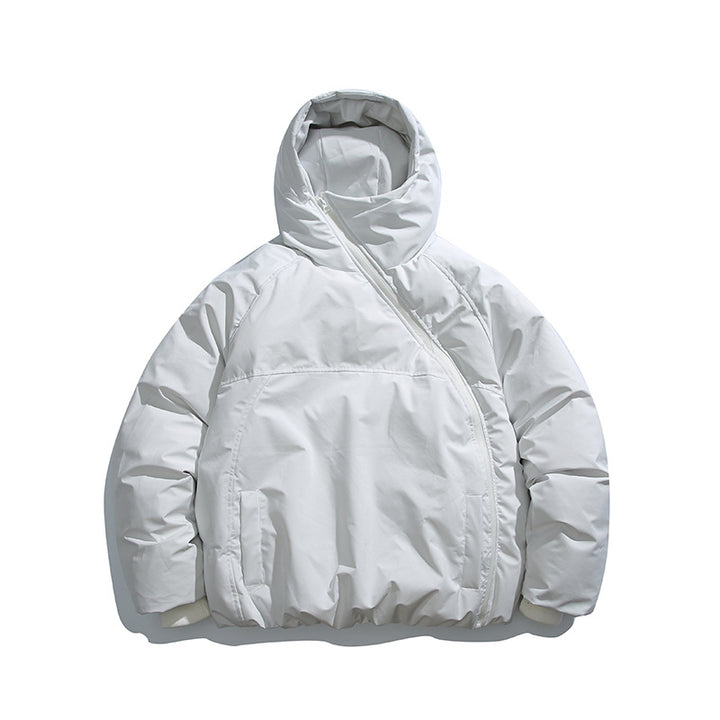 Unisex Wattierte Oversize Steppjacke mit asymmetrischem Reißverschluss Drune