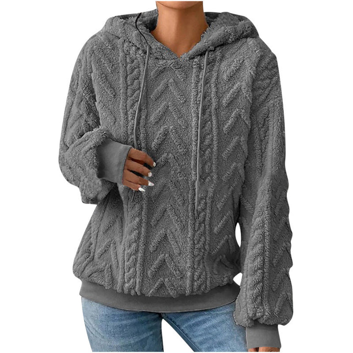 Damen Flauschiger Kapuzenpullover im Zopfmuster mit Oversize-Schnitt Drune